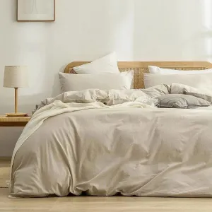 100% Cotton Duvet Cover Set - Cream
