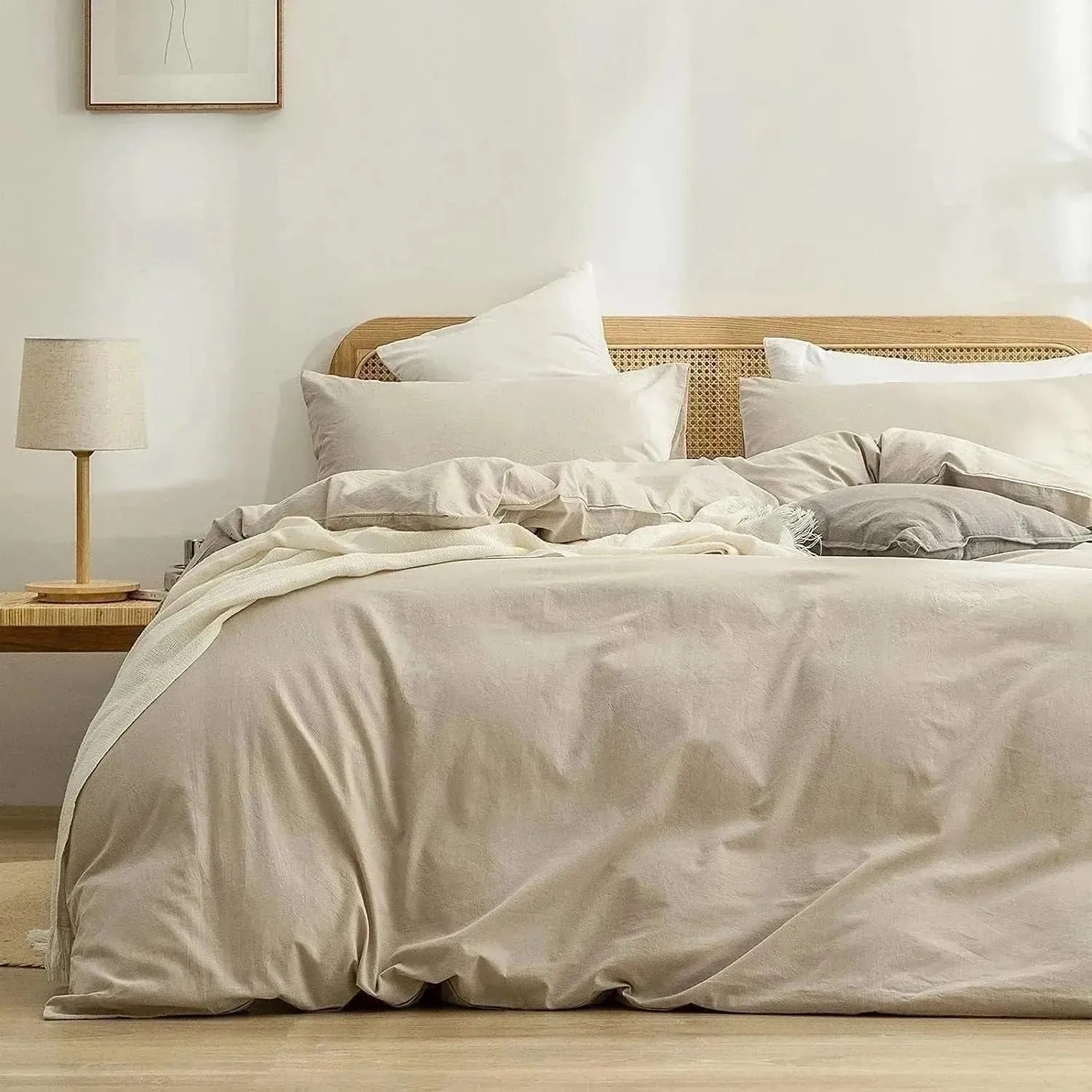 100% Cotton Duvet Cover Set - Cream