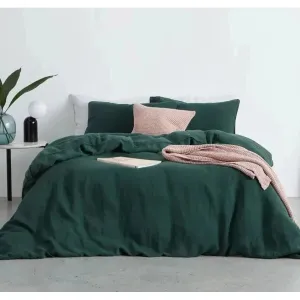 100% Cotton Duvet Cover Set - Dark Green