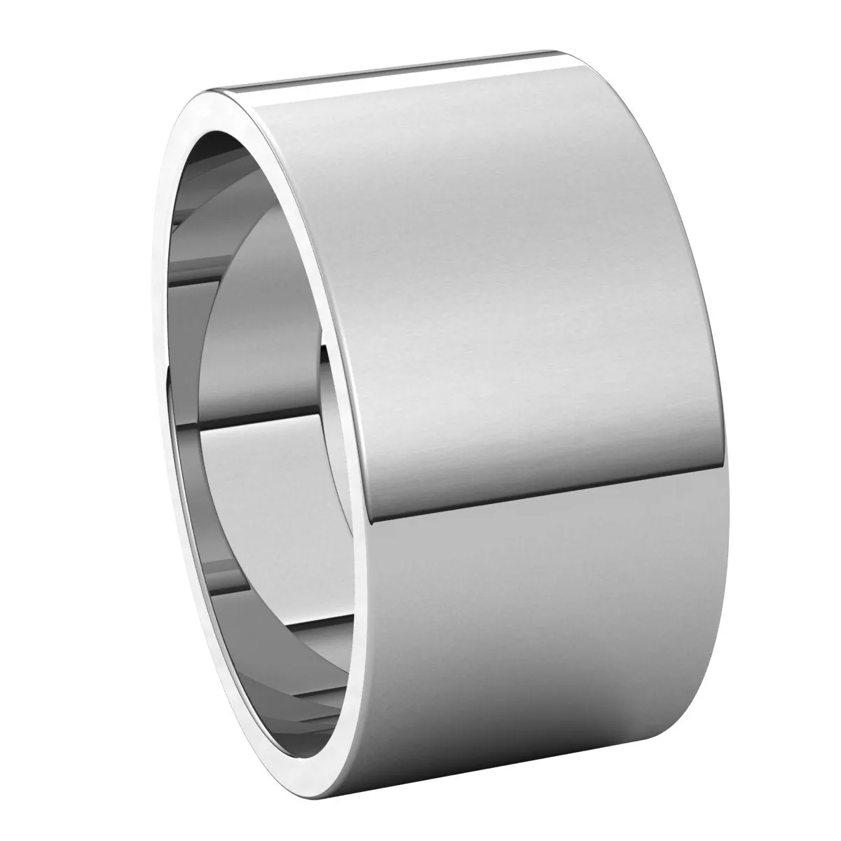 10K White Gold 10 mm flat Wedding Band