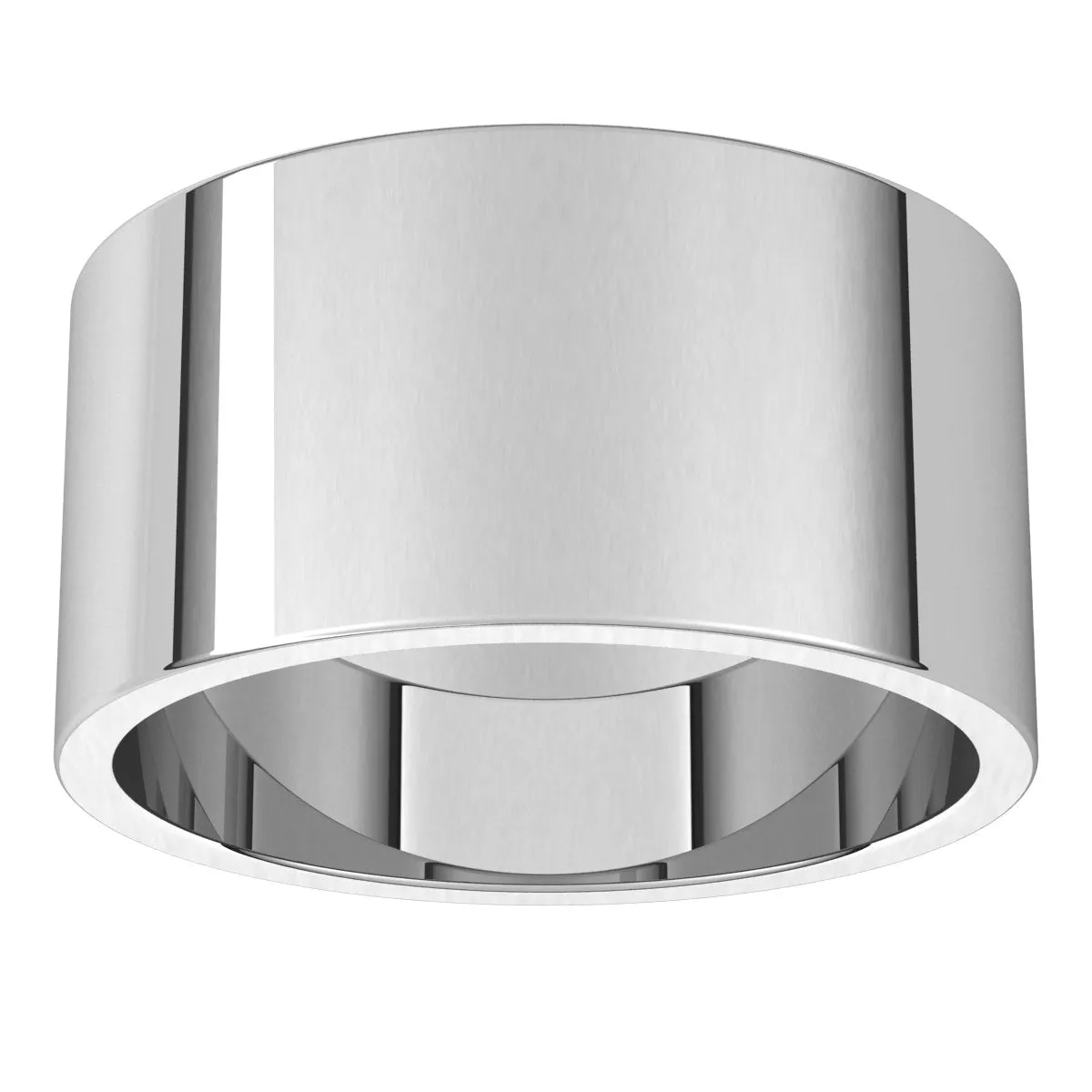 10K White Gold 10 mm flat Wedding Band