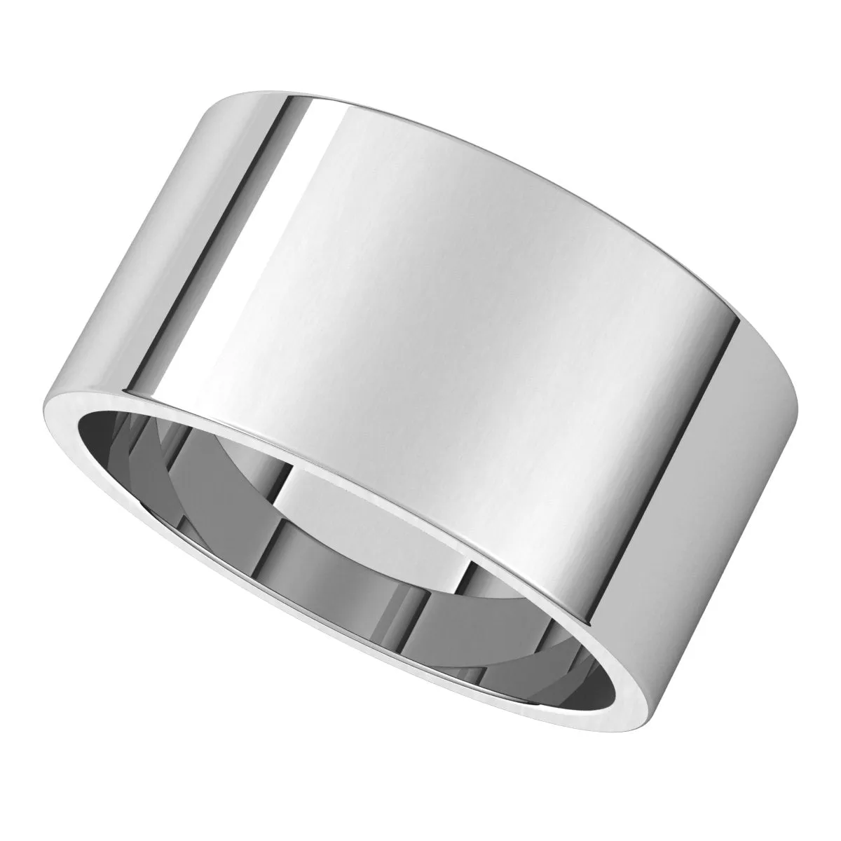 10K White Gold 10 mm flat Wedding Band