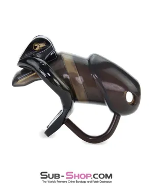 1335AR-SIS      Sissy Bimbo Boy Long Black Cock Blocker Silicone Locking Male Chastity with Ball Divider