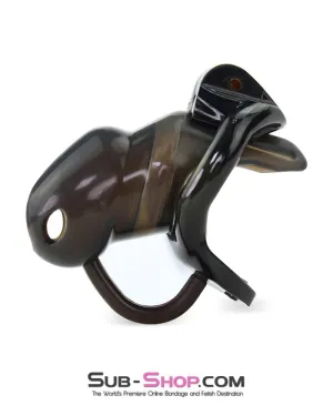 1348AR-SIS      Sissy Cuckhold Short Black Cock Blocker Silicone Locking Male Chastity with Ball Divider