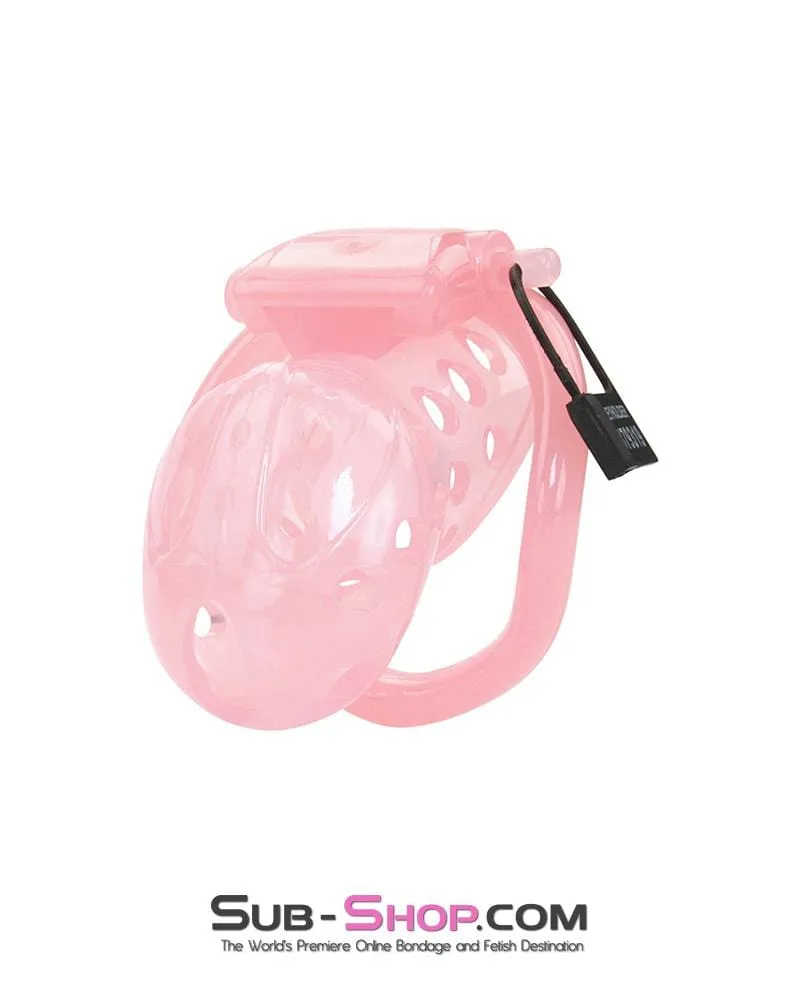 1480AR-SIS      Sissy Boy Toy Pink Short High Security Pin Tumbler Locking Cock Cage Chastity