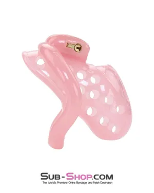 1480AR-SIS      Sissy Boy Toy Pink Short High Security Pin Tumbler Locking Cock Cage Chastity