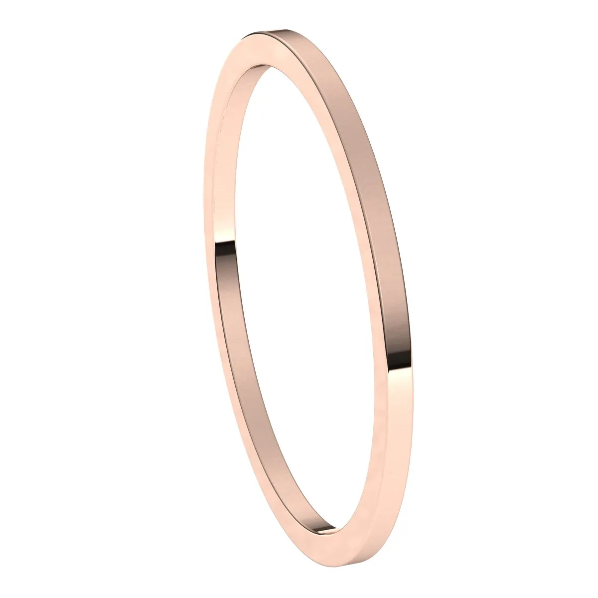 14K Rose Gold 1 mm flat Wedding Band