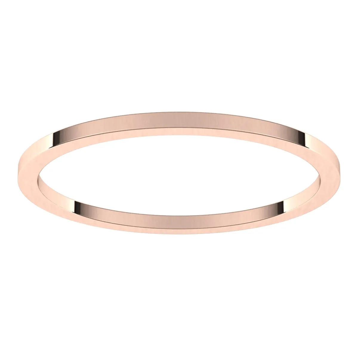 14K Rose Gold 1 mm flat Wedding Band