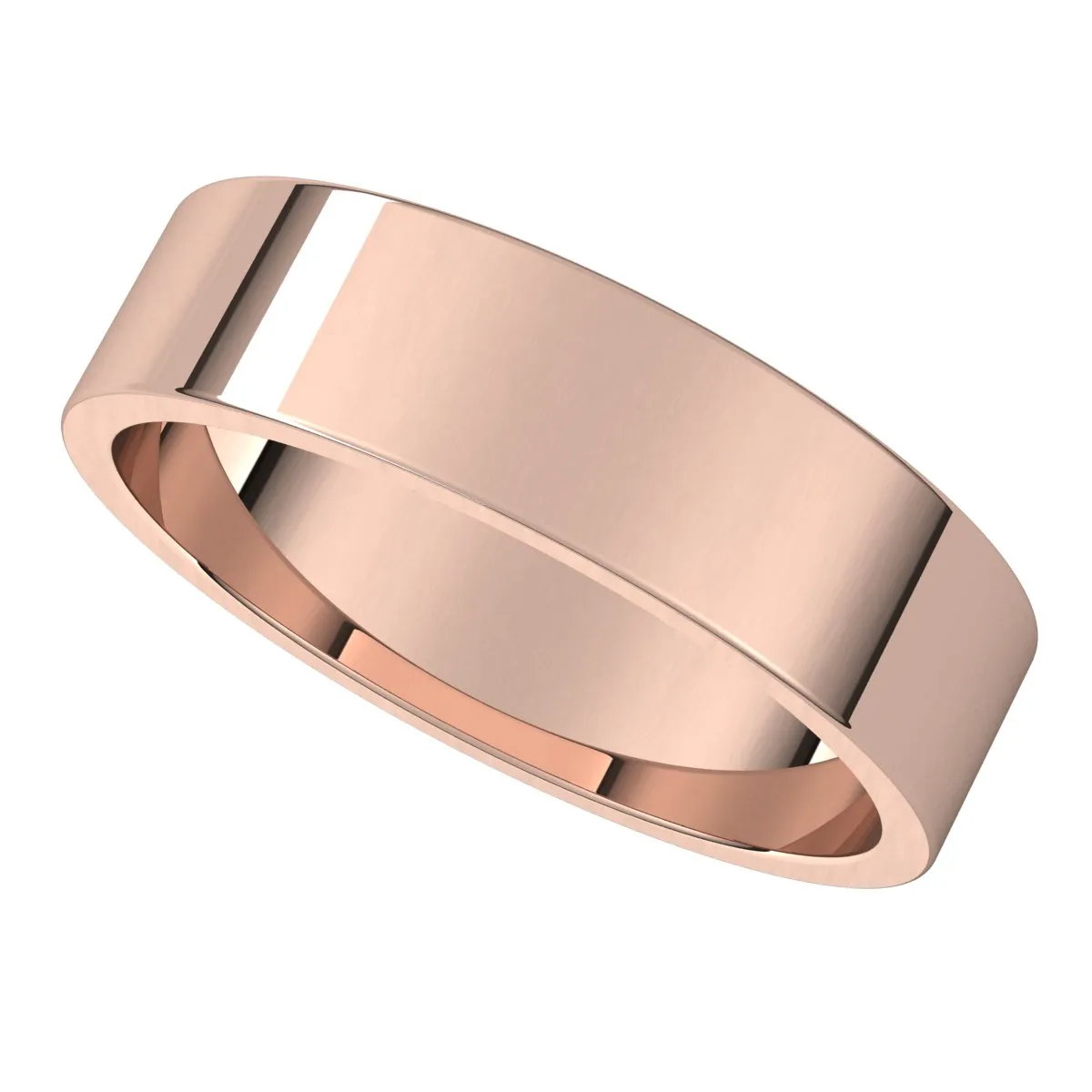 14K Rose Gold 5 mm flat Wedding Band