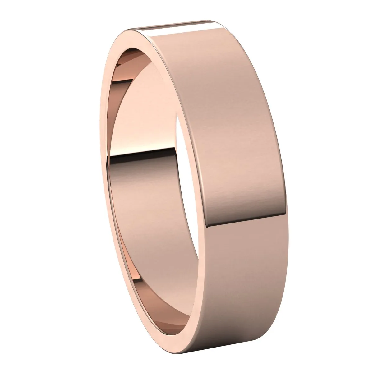 14K Rose Gold 5 mm flat Wedding Band