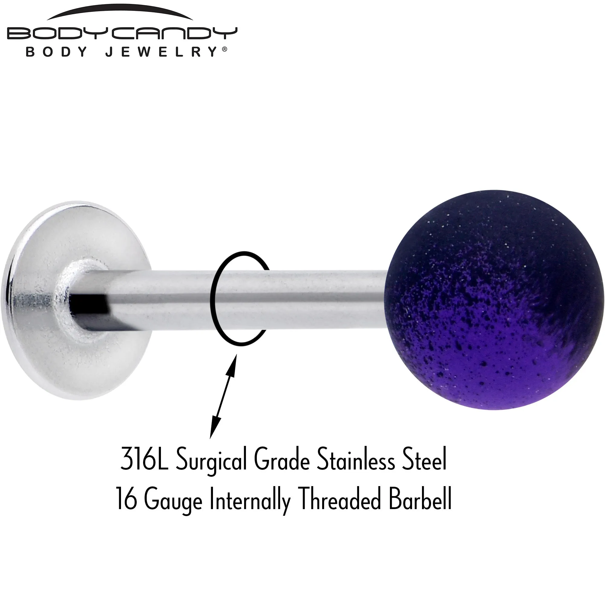 16 Gauge 3/8 Ombre Purple Black Soft Finish Labret Monroe Tragus