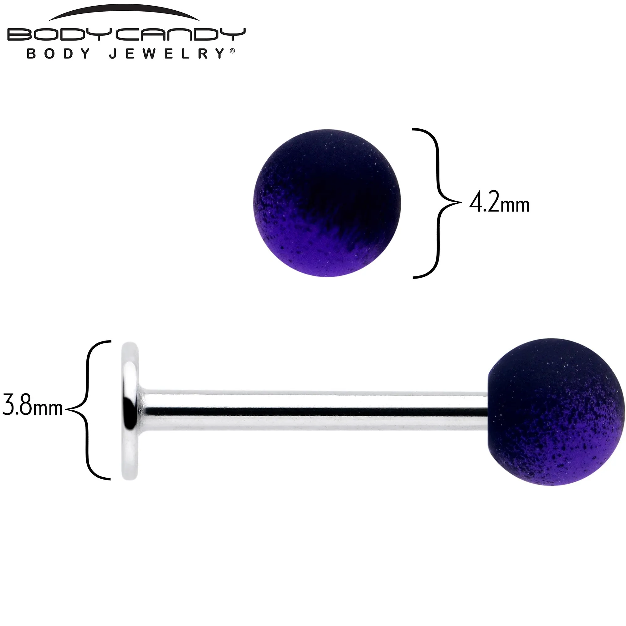 16 Gauge 3/8 Ombre Purple Black Soft Finish Labret Monroe Tragus
