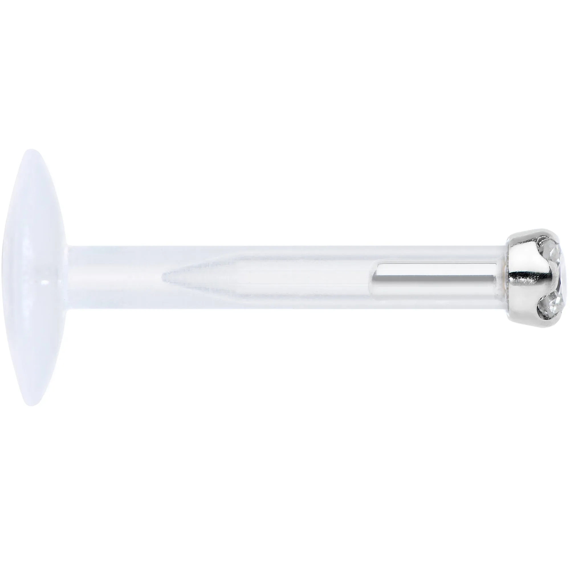 16 Gauge Bioplast 14KT White Gold 1.5mm Genuine Diamond Micro Labret