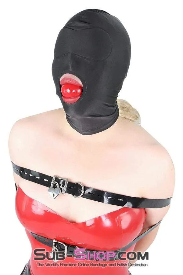 1698DL      Spandex Open Mouth Trainer Hood with Sewn In Blindfold