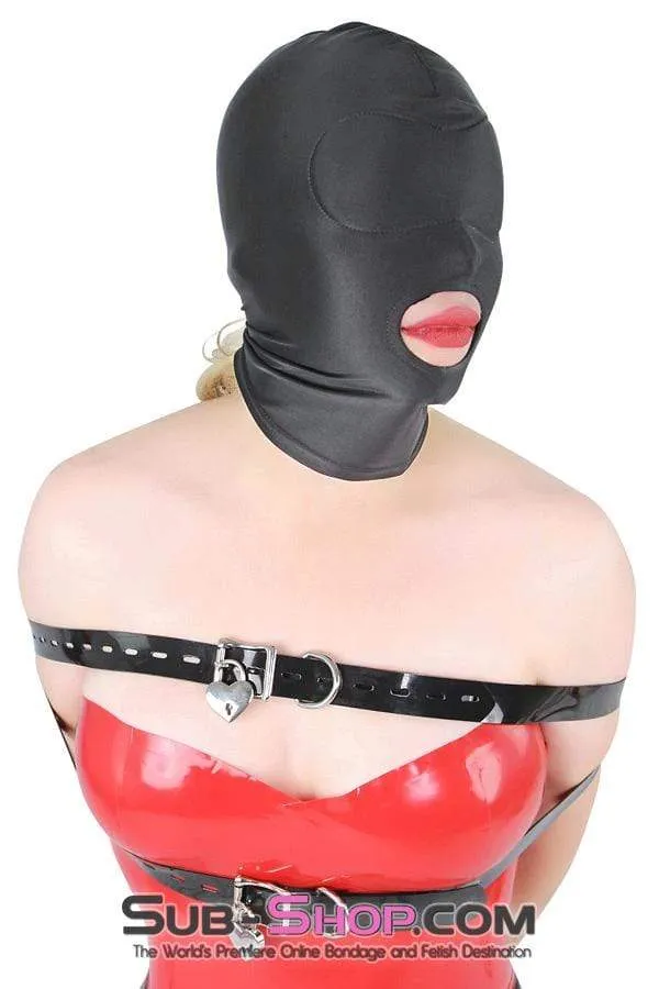 1698DL      Spandex Open Mouth Trainer Hood with Sewn In Blindfold