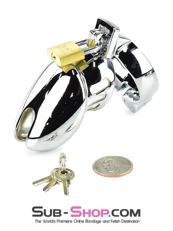 1715HS      Severe Cock Tease Torture Locking Chrome Steel Cock Cage Chastity