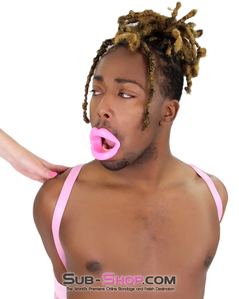 2420DL-SIS      Pretty Sissy Pinky Rubber Sex Doll Lips Open Sissy Fetish Services Mouth Gag