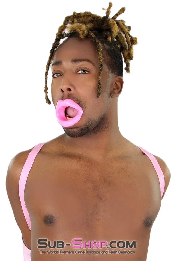 2420DL-SIS      Pretty Sissy Pinky Rubber Sex Doll Lips Open Sissy Fetish Services Mouth Gag