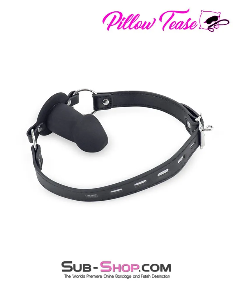 3429DL      Blow Job Trainer Locking Black Silicone Penis Gag
