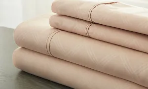 4-Piece Set: Super-Soft 1600 Series Plaid Embossed Bed Sheet