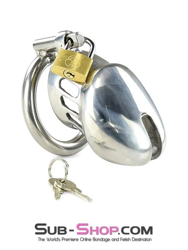 7037AR      Hard Evidence Shorty Steel Chastity Device