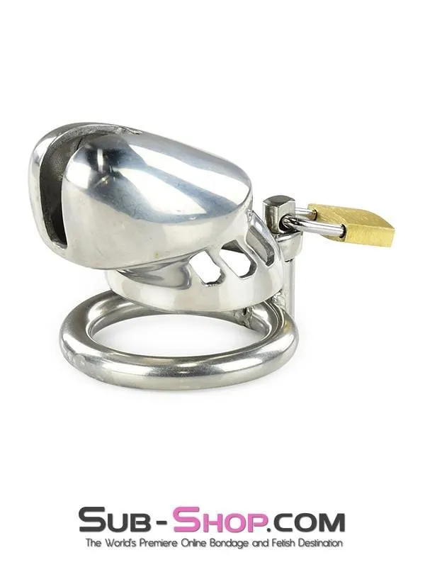 7037AR      Hard Evidence Shorty Steel Chastity Device
