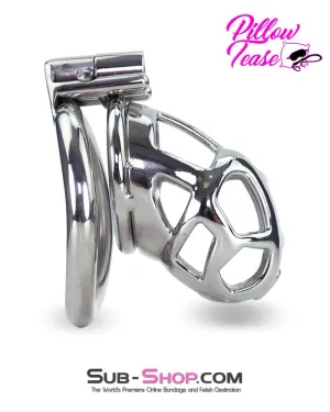 7338AR-SIS      Steel Teasing Sissy Cock Cage Chastity with Screw