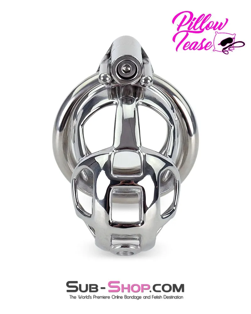 7338AR-SIS      Steel Teasing Sissy Cock Cage Chastity with Screw