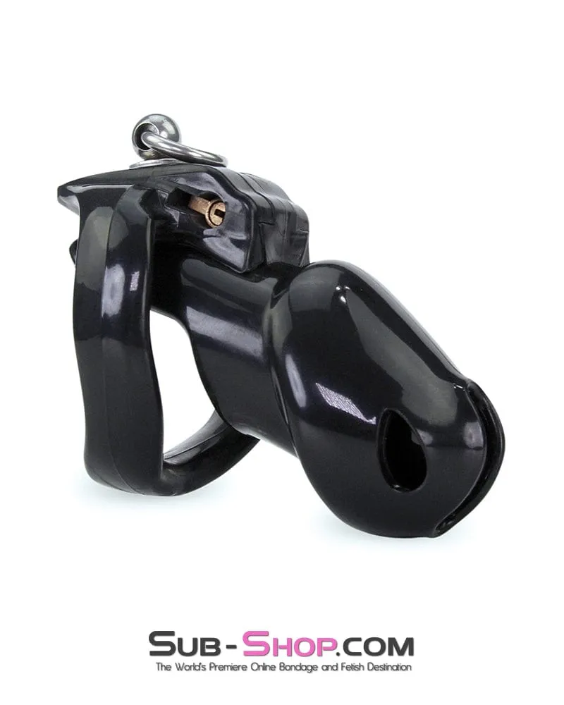 8879M      Long Black Cock Cage with Lead Ring and Large Cock Cuff Ring
