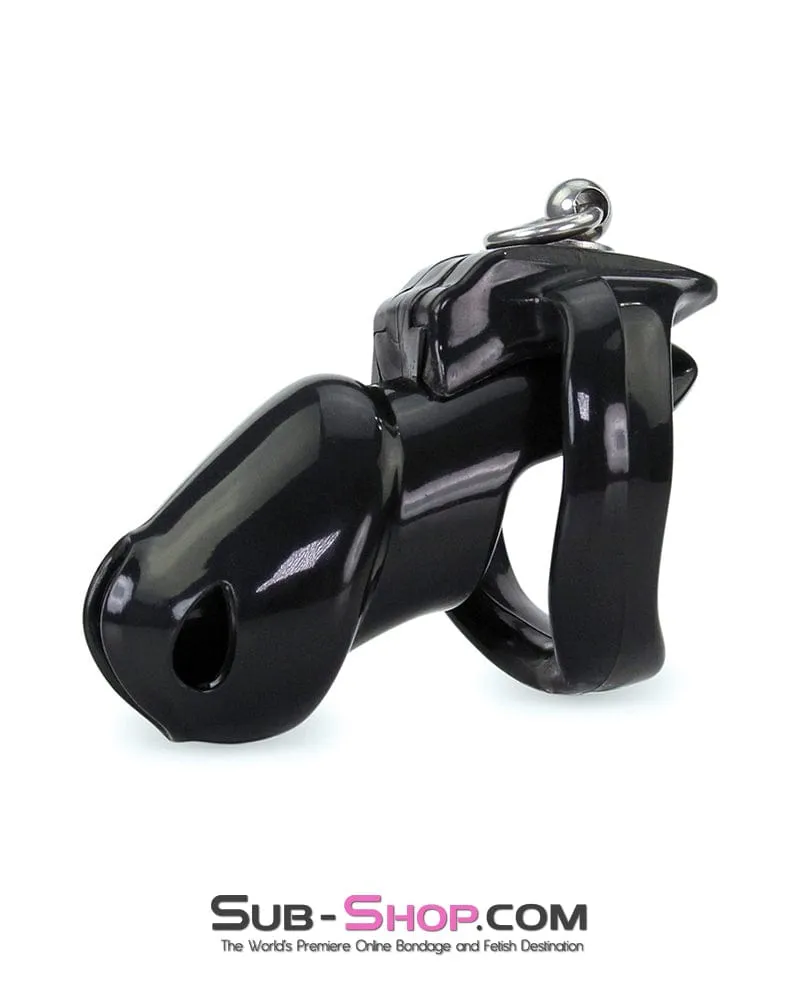 8879M      Long Black Cock Cage with Lead Ring and Large Cock Cuff Ring