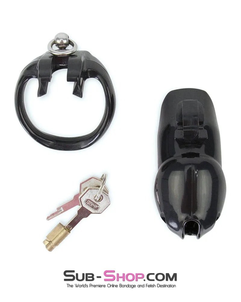 8879M      Long Black Cock Cage with Lead Ring and Large Cock Cuff Ring