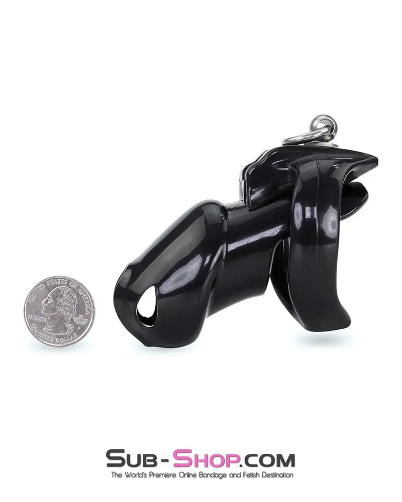 8879M      Long Black Cock Cage with Lead Ring and Large Cock Cuff Ring