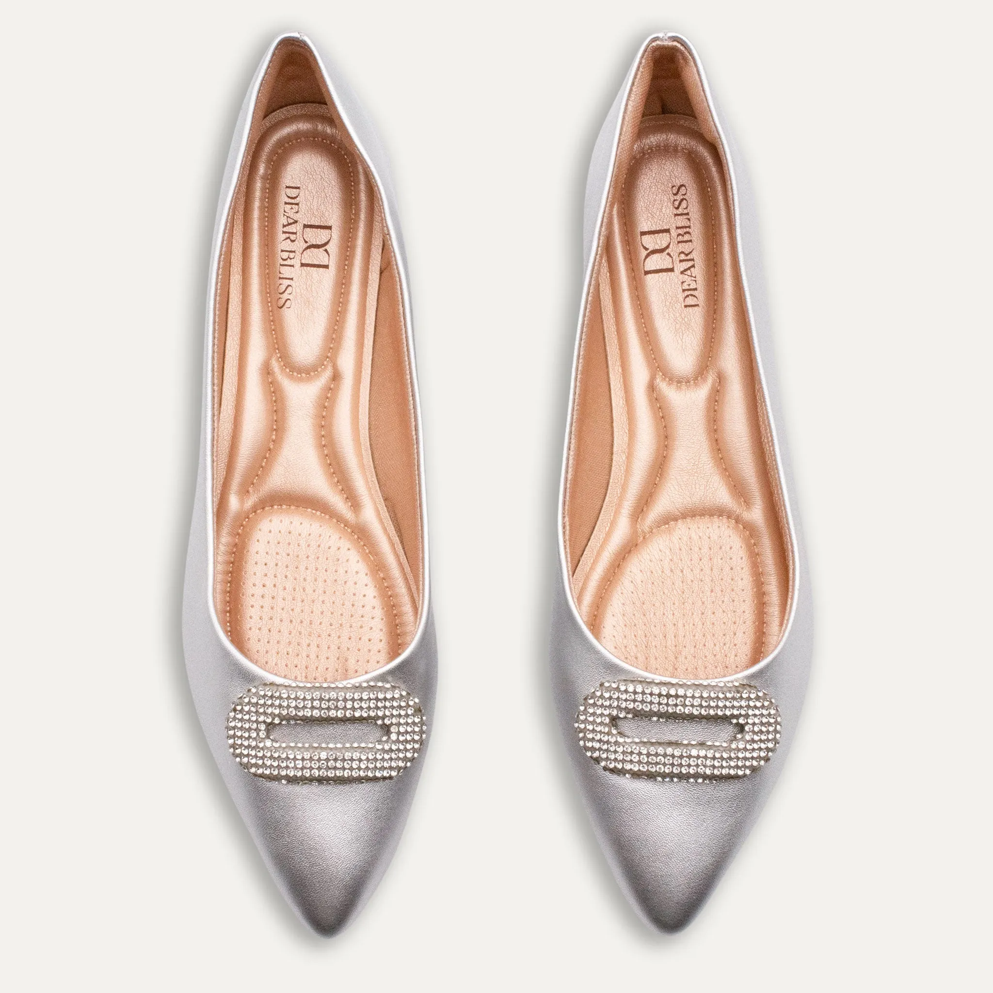 Adelina Silver Pointed Toe Flats