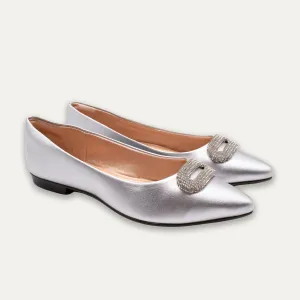 Adelina Silver Pointed Toe Flats