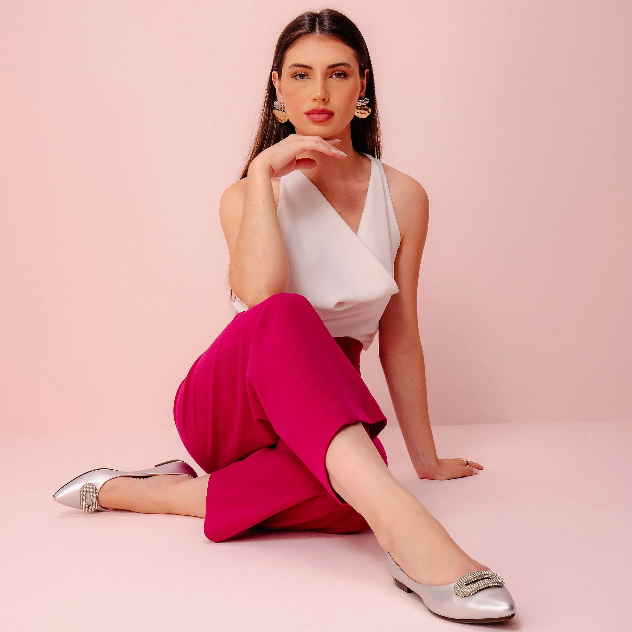 Adelina Silver Pointed Toe Flats