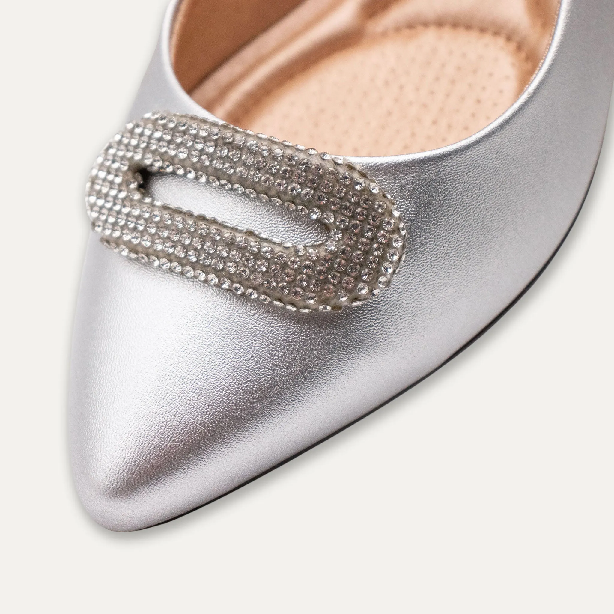 Adelina Silver Pointed Toe Flats