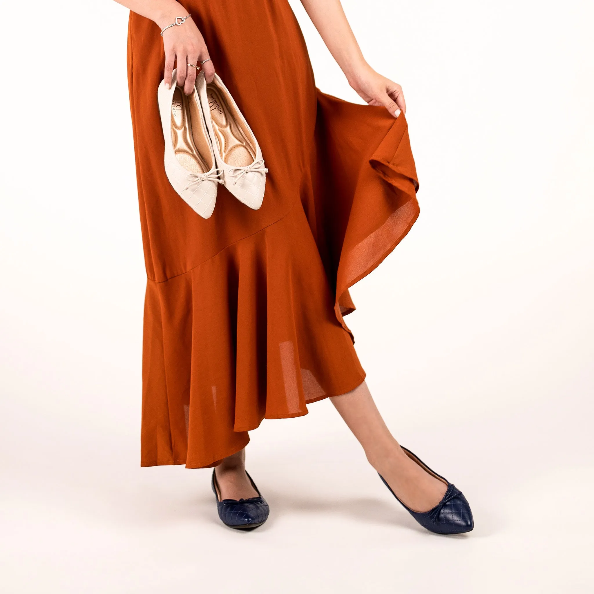 Adriana Bow Indigo Pointed Toe Flats