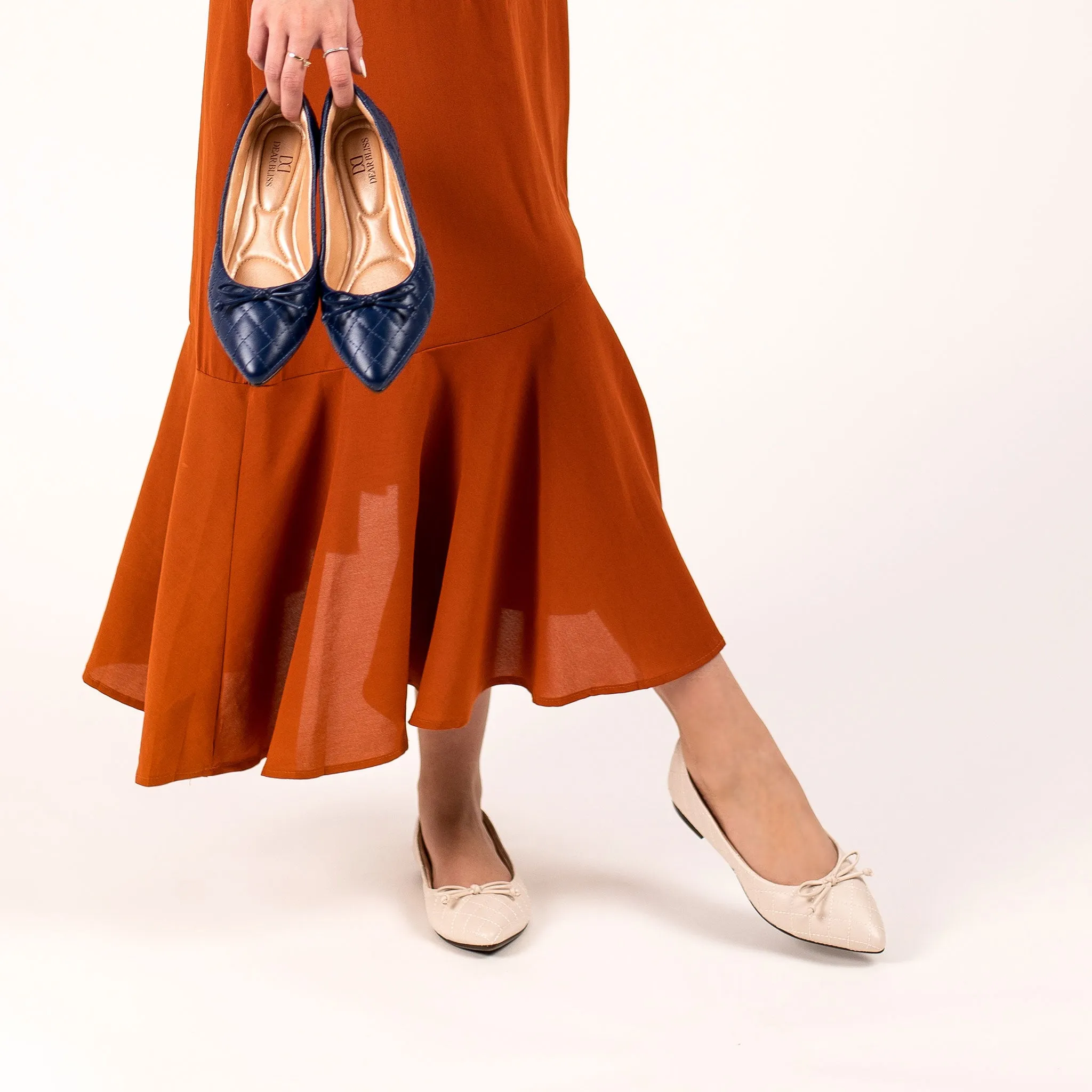 Adriana Bow Indigo Pointed Toe Flats
