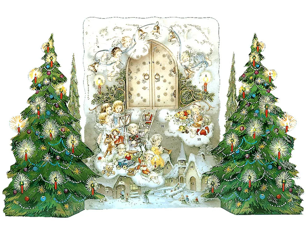 Advent Calendar: Angels with Christmas Trees