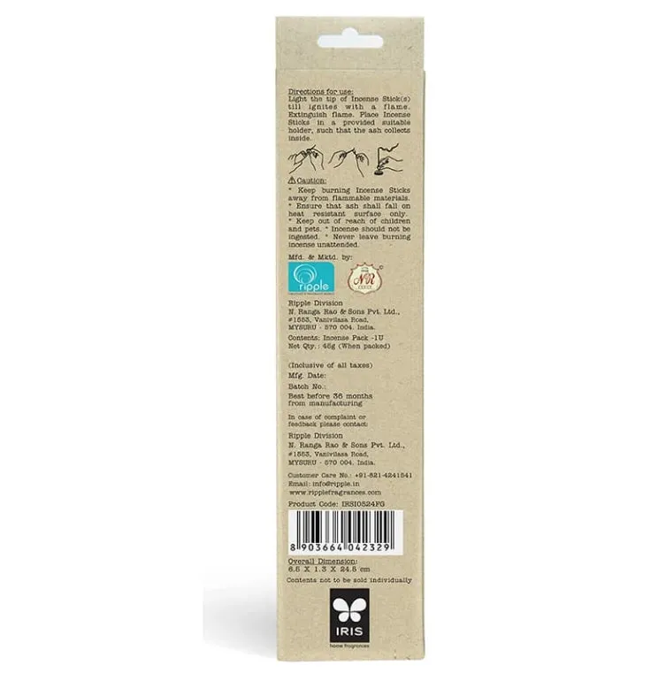 Amogha Incense Sticks: Vetivert, Sandal, Frankincense, Frangipani