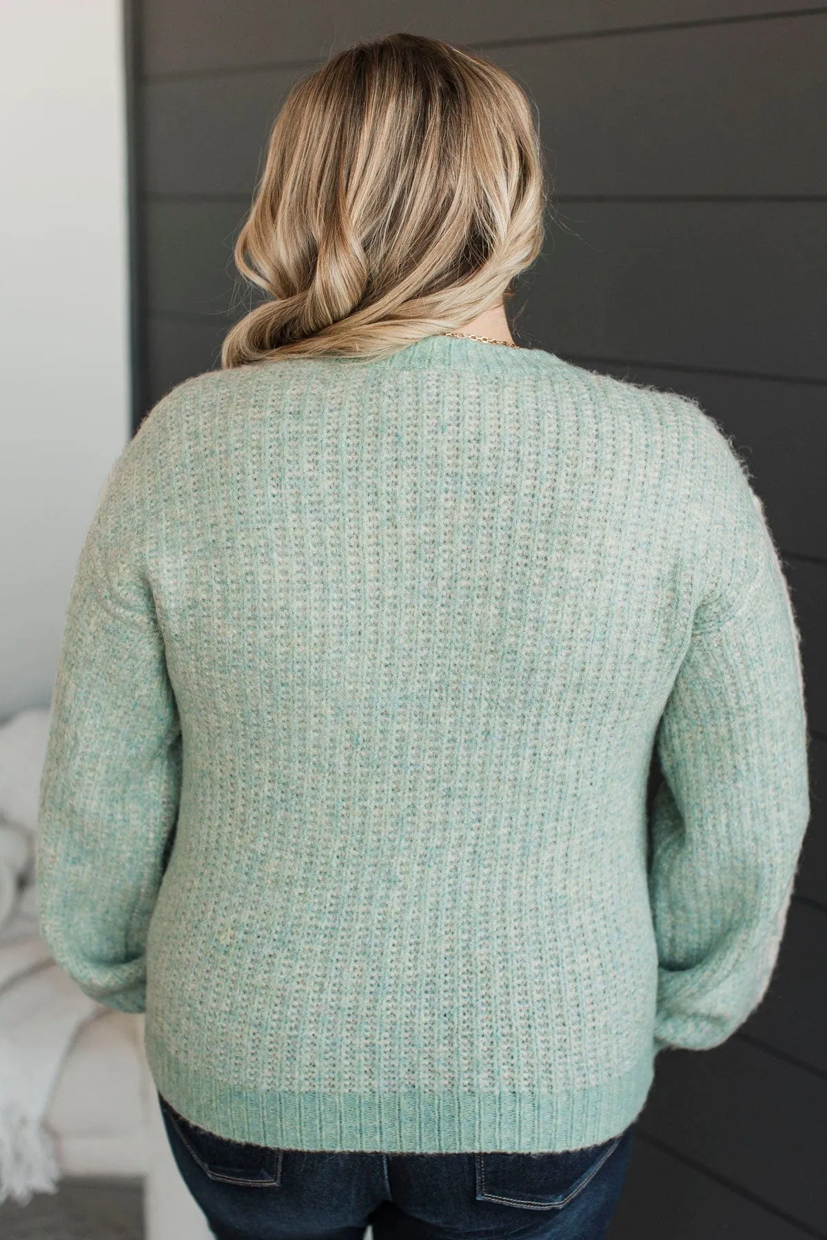 As The Snow Falls Knit Sweater- Soft Aqua