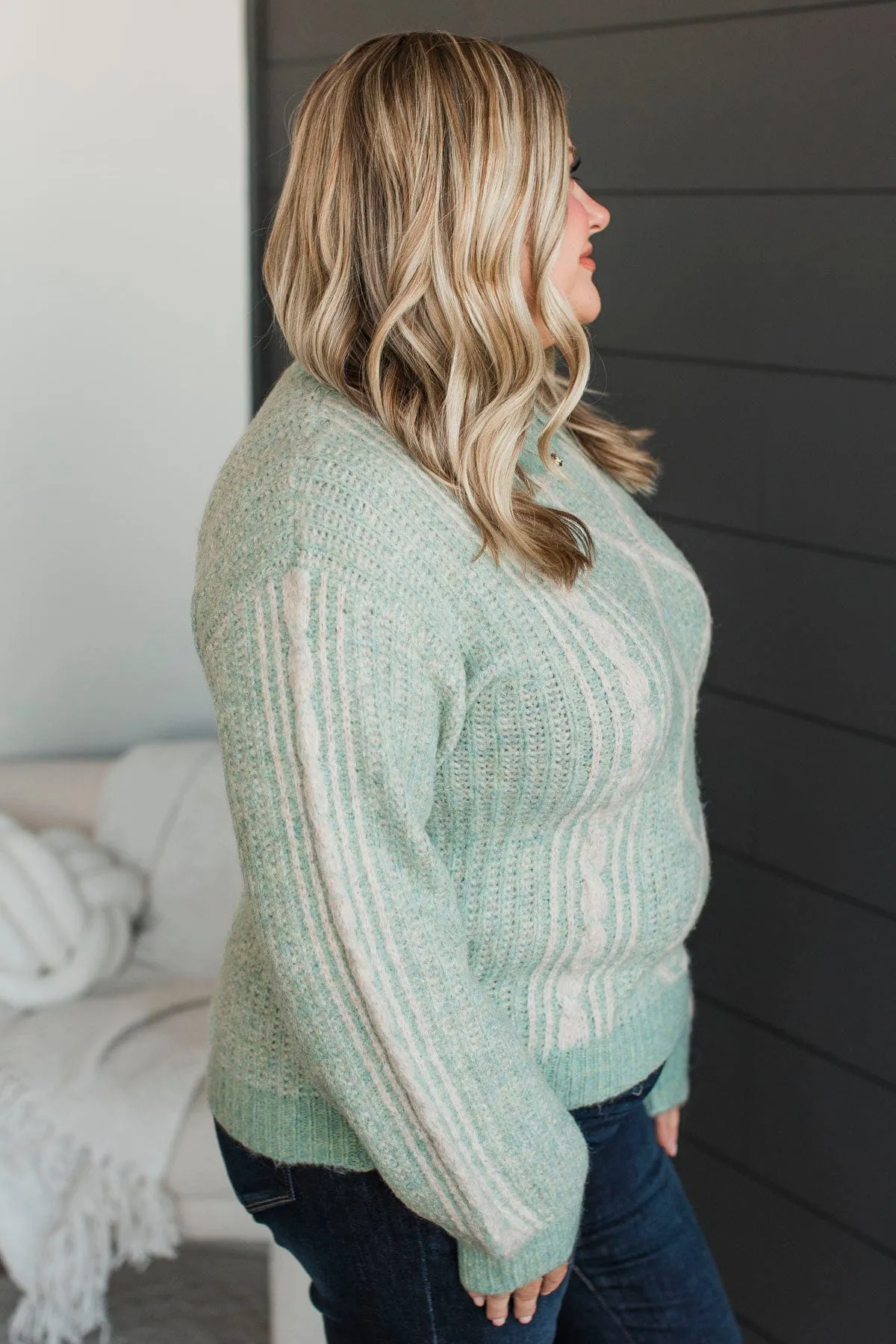 As The Snow Falls Knit Sweater- Soft Aqua