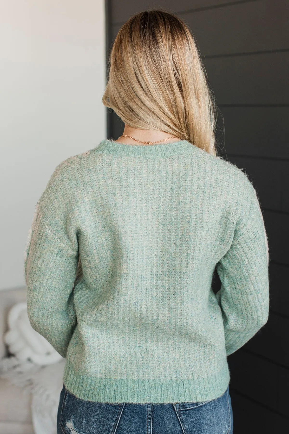 As The Snow Falls Knit Sweater- Soft Aqua