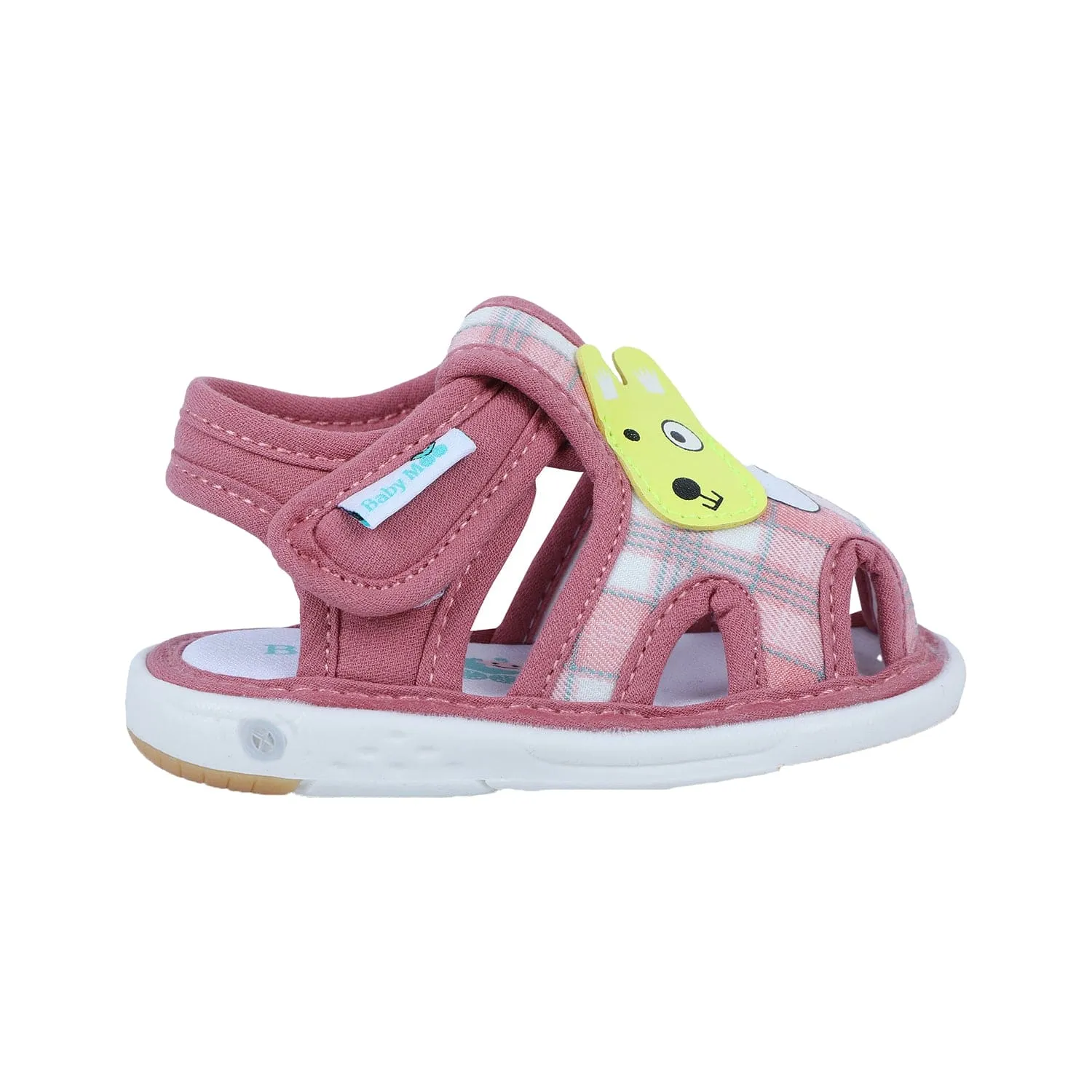 Baby Moo Cute Puppy Checked Chu-Chu Sound Breathable Anti-Skid Sandals - Pink