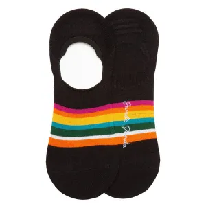 Black Bold Striped No-Show Bamboo Socks in Black by Swole Panda, Size 7-11