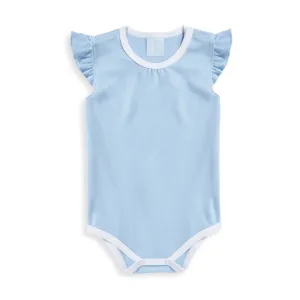 Bliss Flutter Sleeve Pima Onesie -- Blue w/ White