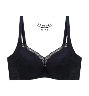 Body Make Up Illusion Lace Wired Half Cup Padded Bra