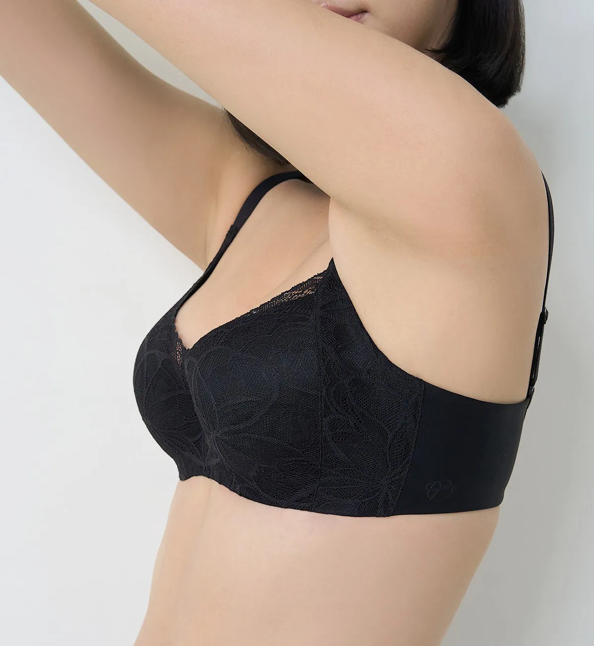 Body Make Up Illusion Lace Wired Half Cup Padded Bra