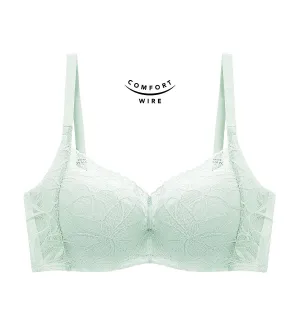 Body Make Up Illusion Lace Wired Half Cup Padded Bra