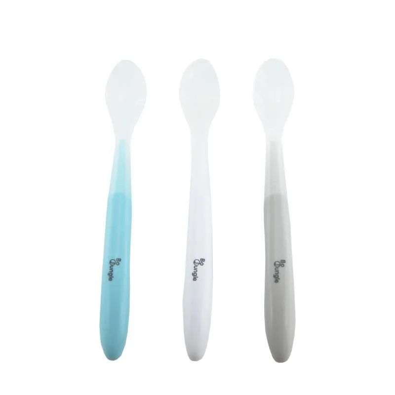 BoJungle Baby Soft Spoon Set 3 Piece Grey - White - Turquoise B571010